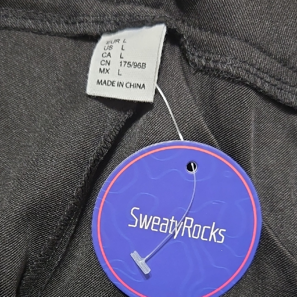 SweatyRocks Pleated Wide Leg Trousers Black Size L New with Tags Dress Pants - Picture 7 of 11
